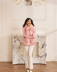 Women Pink Chevron Pattern Knit Jacket Grace Pink
