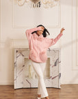 Women Pink Chevron Pattern Knit Jacket Grace Pink