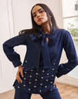 Women Denim Co-ord Set With Handwork & Embellishments (Megan Denim Co-ord Set)