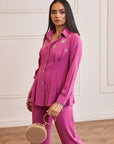 Women Dark Pink Imported Viscose Co-ord Set with Handwork & Embellishments (Katherine Co-ord Set)