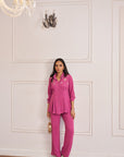 Women Dark Pink Imported Viscose Co-ord Set with Handwork & Embellishments (Katherine Co-ord Set)