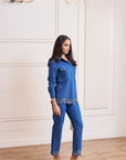 Women Denim Co-ord Set With Handwork  & Embellishments (Aria Co-ord Set)