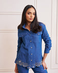 Women Denim Co-ord Set With Handwork  & Embellishments (Aria Co-ord Set)