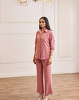 Women Light Pink Imported Viscose Co-ord Set with Handwork & Embellishments (Cherry Blossom Co-ord Set)
