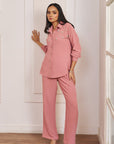 Women Light Pink Imported Viscose Co-ord Set with Handwork & Embellishments (Cherry Blossom Co-ord Set)