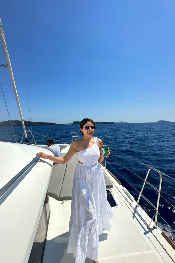 Simran Luthria in Santorini Dress