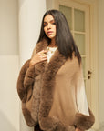 Amber Faux Fur Cape ( Beige Ombre)