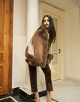 Amber Faux Fur Cape ( Beige Ombre)