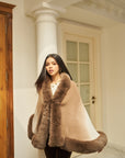 Amber Faux Fur Cape ( Beige Ombre)