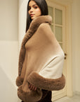 Amber Faux Fur Cape ( Beige Ombre)