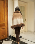 Amber Faux Fur Cape ( Beige Ombre)