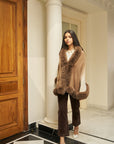 Amber Faux Fur Cape ( Beige Ombre)