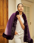 Amber Faux Fur Cape ( Beige Ombre)