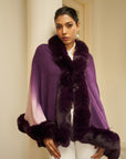 Amber Faux Fur Cape ( Beige Ombre)