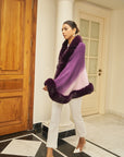 Amber Faux Fur Cape ( Beige Ombre)