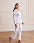 Women White Imported Viscose Co-ord Set with Handwork & Embellishments (Brooklyn Co-ord Set)