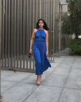 Pleated Cobalt Dress