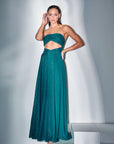SHIMMER BUSTIER DRESS (TEAL)